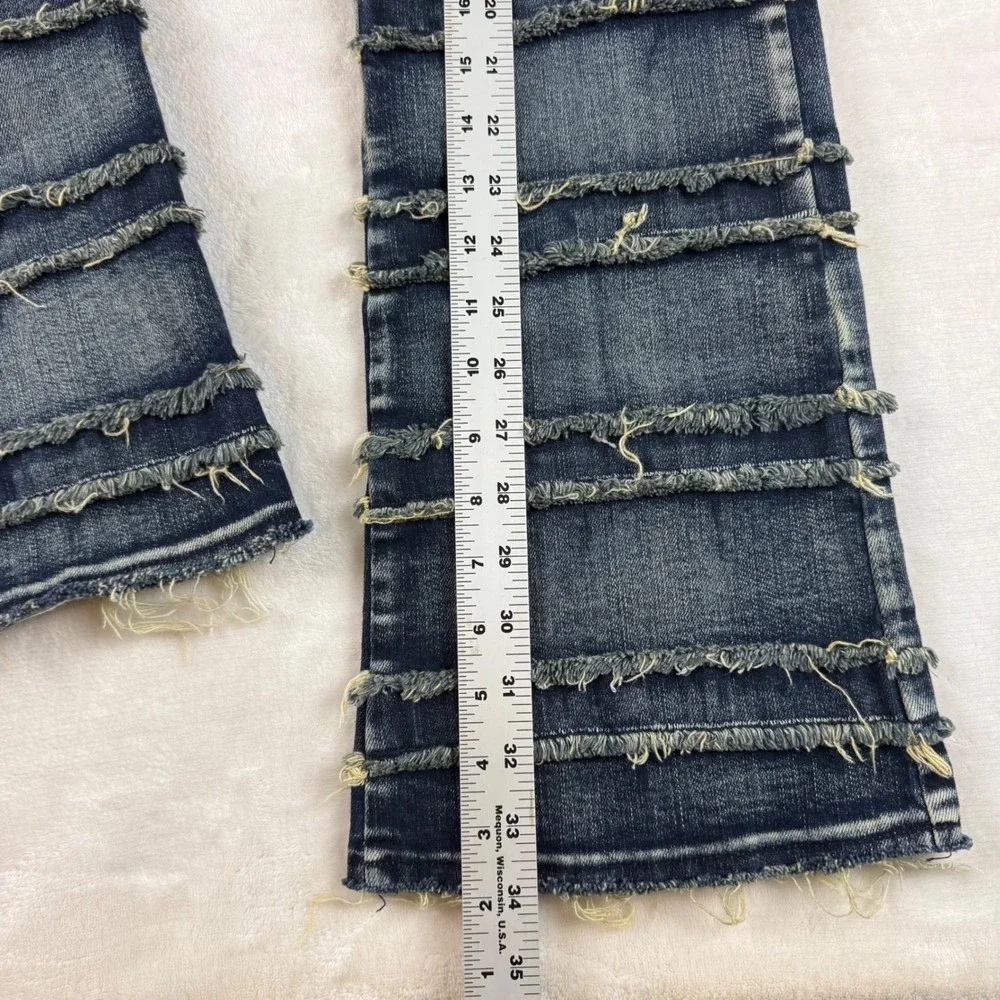 Valabasas Distressed Flare Jeans Mens 36 Frayed Blue Stacked Denim Streetwear